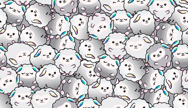Patron de ovejas tiernas de dibujos animados amontonadas