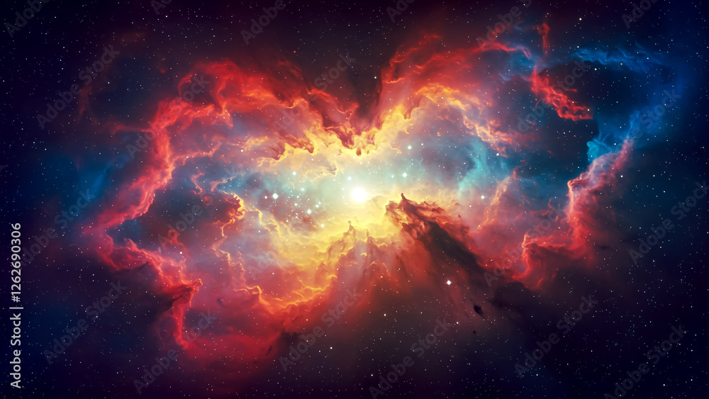 Wall mural colorful nebula in deep space with stars