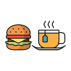 hamburger, drink, food, vector, icon, tea, coffee, restaurant, symbol, set, sausage, meat, cake, bread, meal, beverage, chicken, eat, pizza, sandwich, breakfast, beer, design, donut, cooking, bakery, 