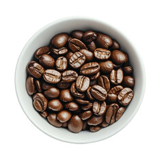 Fototapeta premium Top view of coffee beanson a transparent background.