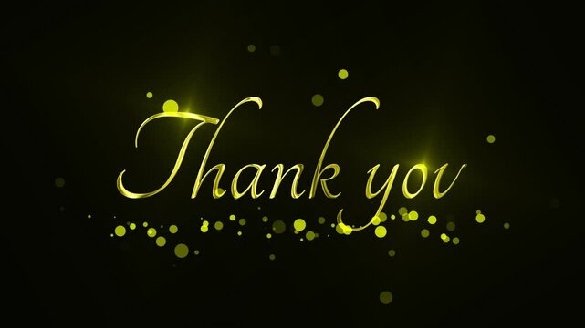 Animated Thank you handwriting golden with particle shiny
