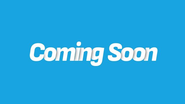 Coming soon animation text overlapping isolated blue background