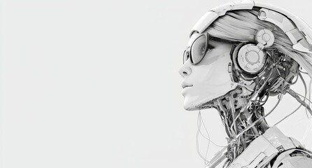 Isolated Cool AI robot on a transparent background. PNG banner illustration. Post-processed generative AI