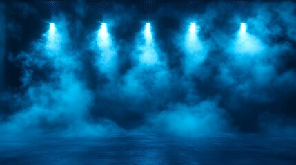 Fototapeta premium Blue Atmospheric Fog with Dramatic Lighting in a Studio Setting