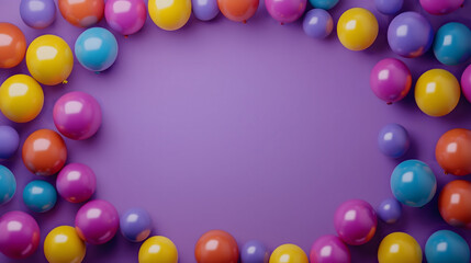 Colorful Balls in Circular Pattern with Purple Background