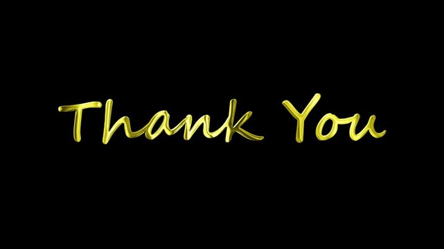 Animated Thank you lettering animation golden text