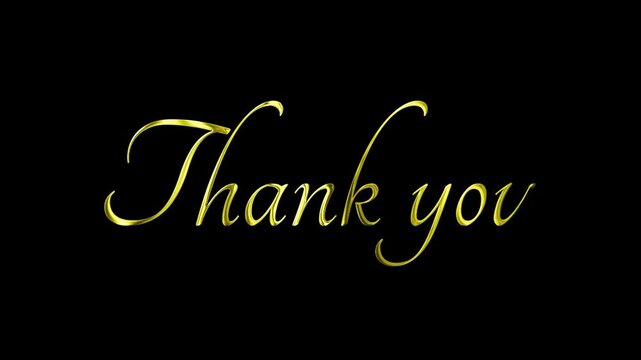 Thank you lettering animation golden text