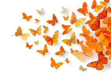 Fototapeta premium Set of large monarch butterflies, each isolated on a white background