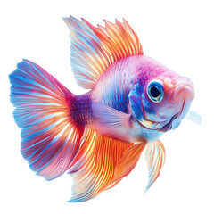 A colorful fish swimming isolated on transparent background PNG