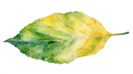 Naklejka premium Watercolor autumn leaf, yellow-green gradient, isolated, nature design