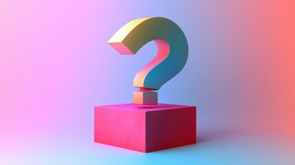 Abstract geometric question mark on colorful platform digital art modern environment creative viewpoint