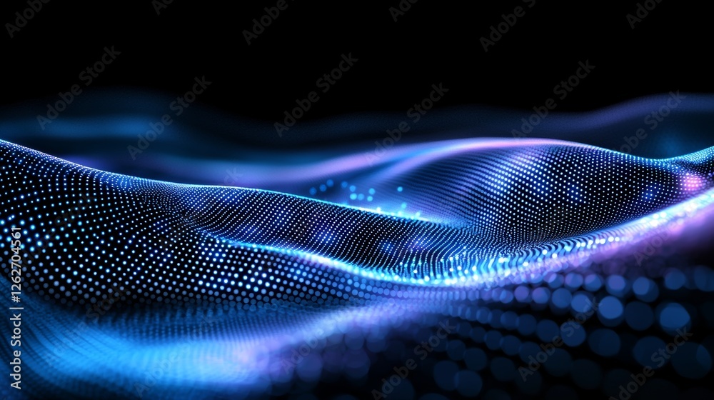 Poster an abstract blue background overlaid with a network grid and connected particles. stock aig21