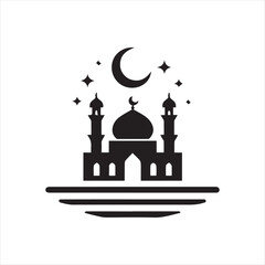 vector of black silhouette of mosque

