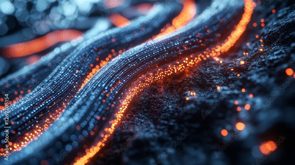 Wall mural a generative ai-produced image of a fiber optics network cable against a technological background.