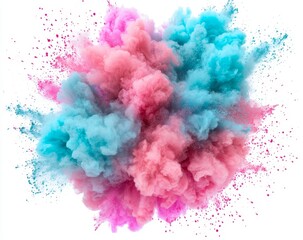 Fototapeta premium white background with isolated bright red holi paint powder explosion burst. industrial print concept
