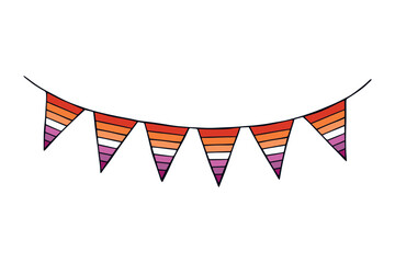 Obraz premium Colorful garland Lesbian pride flag Happy pride day LGBTQ community Pride Month Vector hand drawn doodle for posters, stickers, logo, cards