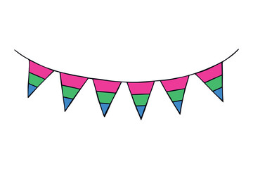 Fototapeta premium Colorful garland Polysexual pride flag Happy pride day LGBTQ community Pride Month Vector hand drawn doodle for posters, stickers, logo, cards