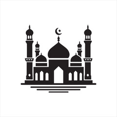 vector of black silhouette of mosque
