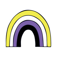 Colorful rainbow shape Non-binary pride flag Happy pride day LGBTQ community Pride Month Vector hand drawn doodle for posters, stickers, logo, cards