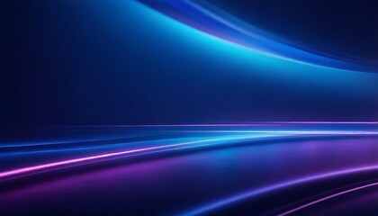 Dark blue abstract gradient background with ultraviolet neon glow, blurry light lines and waves
