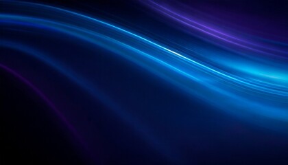 Fototapeta premium Dark blue abstract gradient background with ultraviolet neon glow, blurry light lines and waves