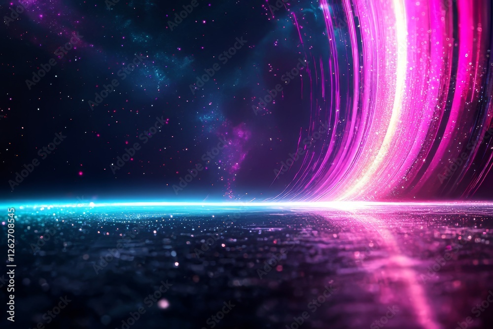 Poster an abstract photo depicting light passing through a prism and generating a vivid spectrum of colors 