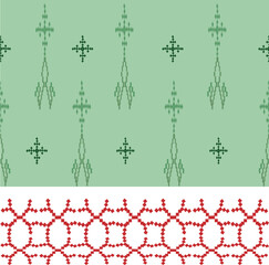 Pixel art on green and white background , seamless pattern 