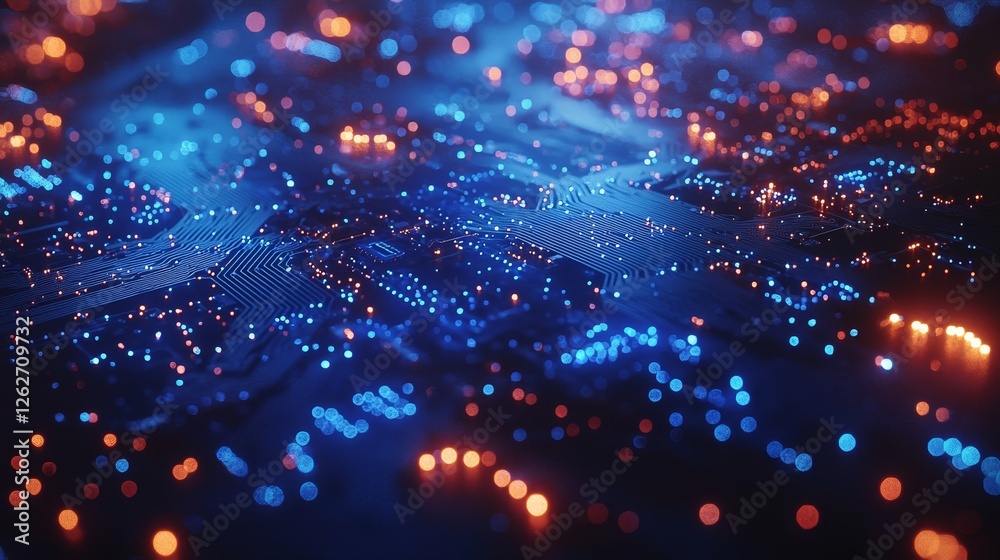 Poster a conceptual background of advanced technology featuring a computing processor, cpu, microchip, and 