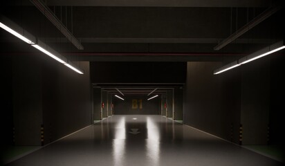 Underground parking, parking garage, parking building, 3D illustration