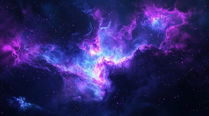 Cosmic Swirls of Pink and Blue in Deep Space Background