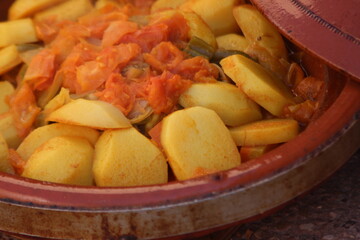 A close-up of fresh tajine with potatoes