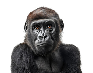 Obraz premium Gorilla portrait zoo animal wildlife isolated on transparent background - Generative AI