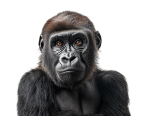 Gorilla portrait zoo animal wildlife isolated on transparent background - Generative AI