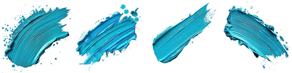 Vibrant Turquoise Acrylic Strokes Capturing Lively Energy and Expressive Motion for Artistic Creations