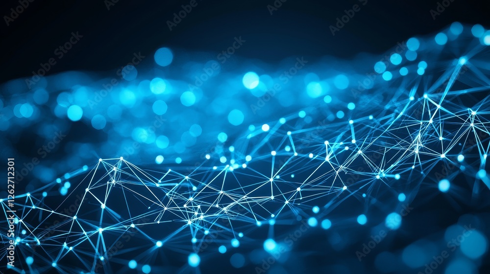 Poster a modern illustration of an abstract technology background with a plexus mesh pattern.