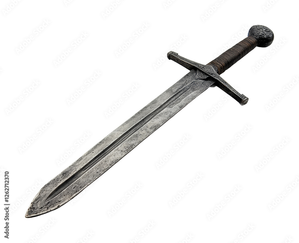 Wall mural medieval sword display museum isolated on transparent background - generative ai