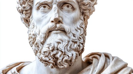 Detailed facial features of an ancient sculptural art piece are depicted in this image, illustrating the precision and emotion embodied in this classic artistry.