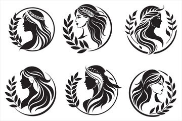 golden silhouette of a woman with flowing hair vector 