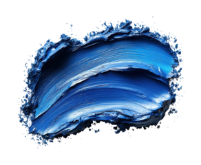 Dynamic blue paint stroke on isolated on transparent background - Generative AI