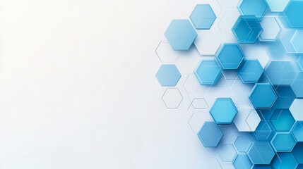 Innovative blue hexagonal patterns on a white background highlight cutting-edge design, perfect for technology and modern digital themes.
