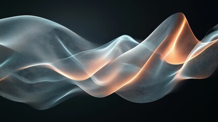 Abstract three dimensional wavy pattern with orange and blue hues