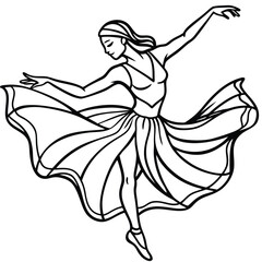 A graceful ballerina in an elegant flowing dress, poised in a ballet pose  