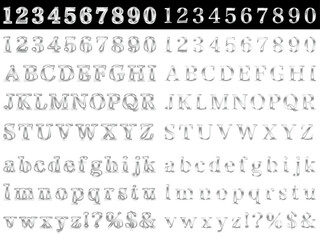 文字フチ、明朝体、6白