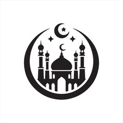  mosque silhouette vector illustration isolated on a white background