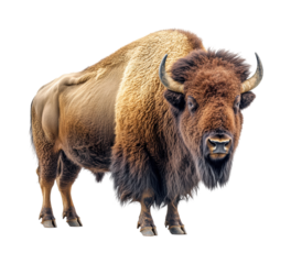 Bison grazing in nature wildlife isolated on transparent background - Generative AI