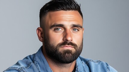 Obraz premium Confident man close-up in studio professional photography with neutral background