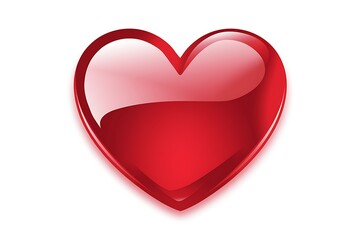 A vibrant red heart with glossy finish, featuring subtle pink and red hues. Isolated on a white background, ideal for Valentines Day or romantic themes.