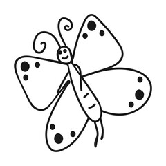 Children's drawings. Hand-drawn butterfly. Hand-drawn vector illustration