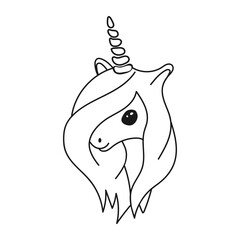 Cute doodles. A hand-drawn unicorn. Vector illustration