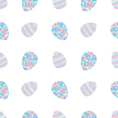 Watercolor Easter eggs. Watercolor seamless pattern in pastel colors for textile and wrapping paper. Cute Easter illustration